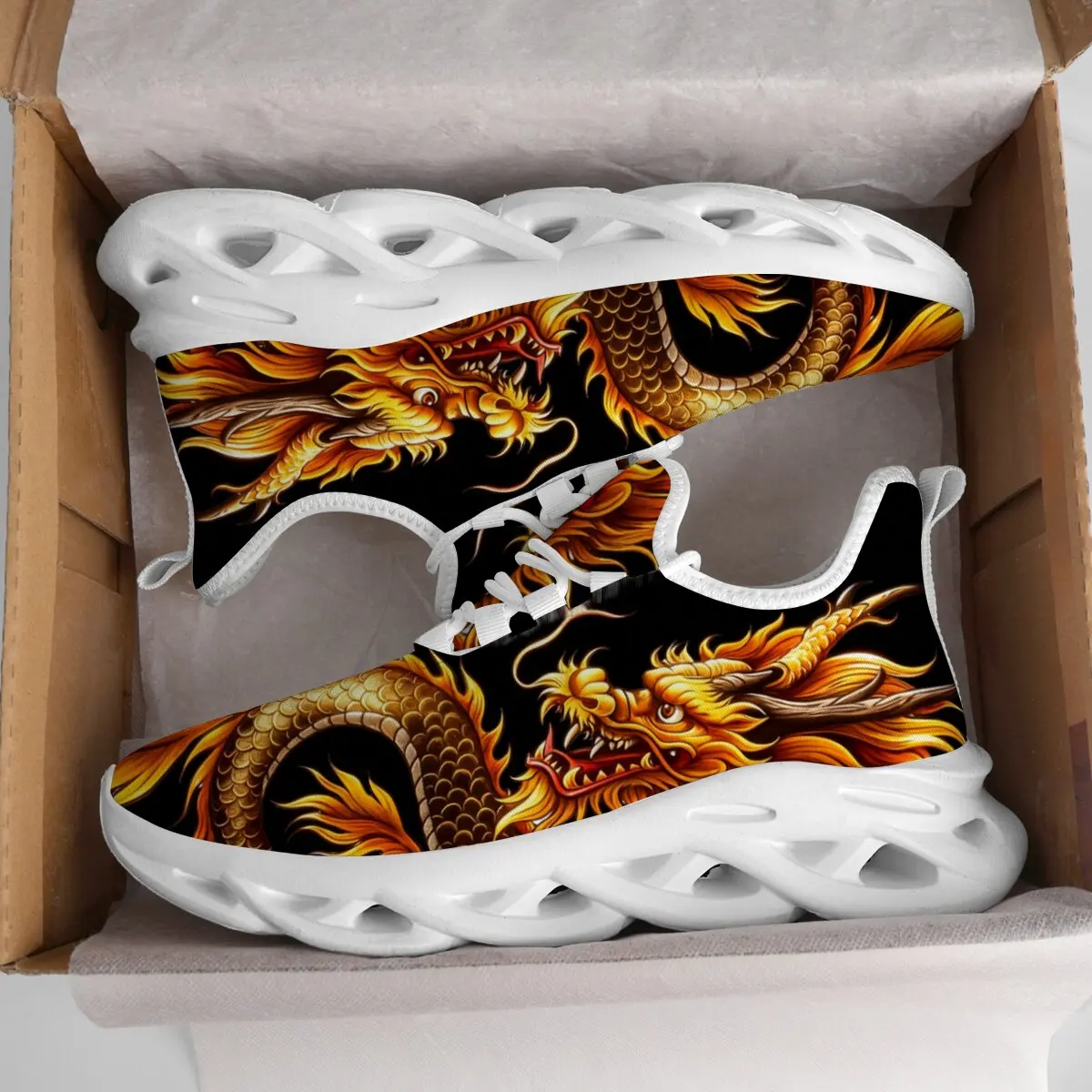 Breathable Mesh Athletic Shoes - Dragon Graphics Sneakers Heren Mesh Ademend