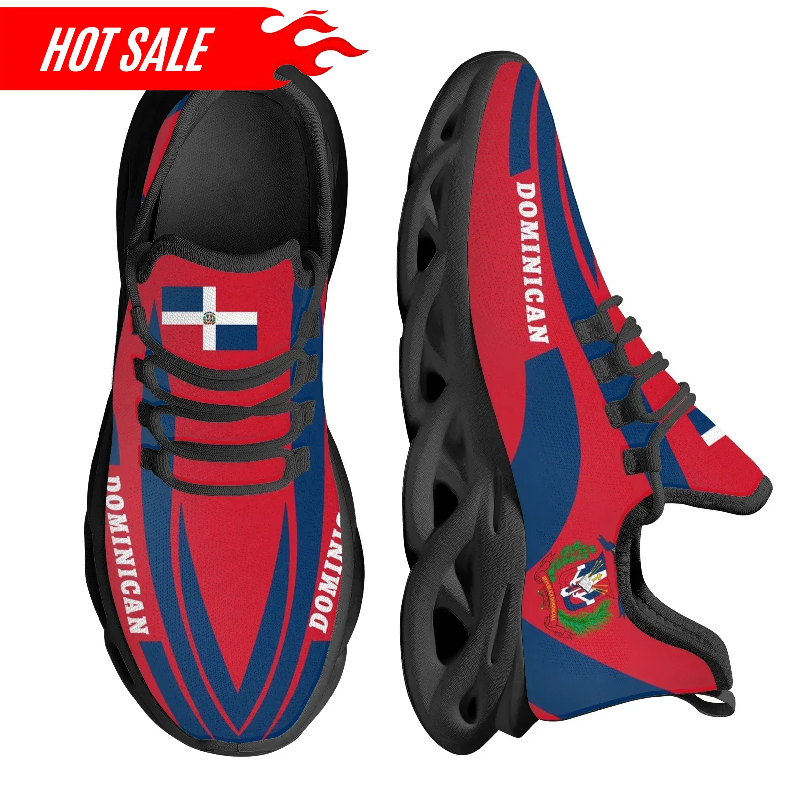 Hot Dominicaanse vlag nationaa - Knit Fabric Lace Up Sneakers recensie en prijs