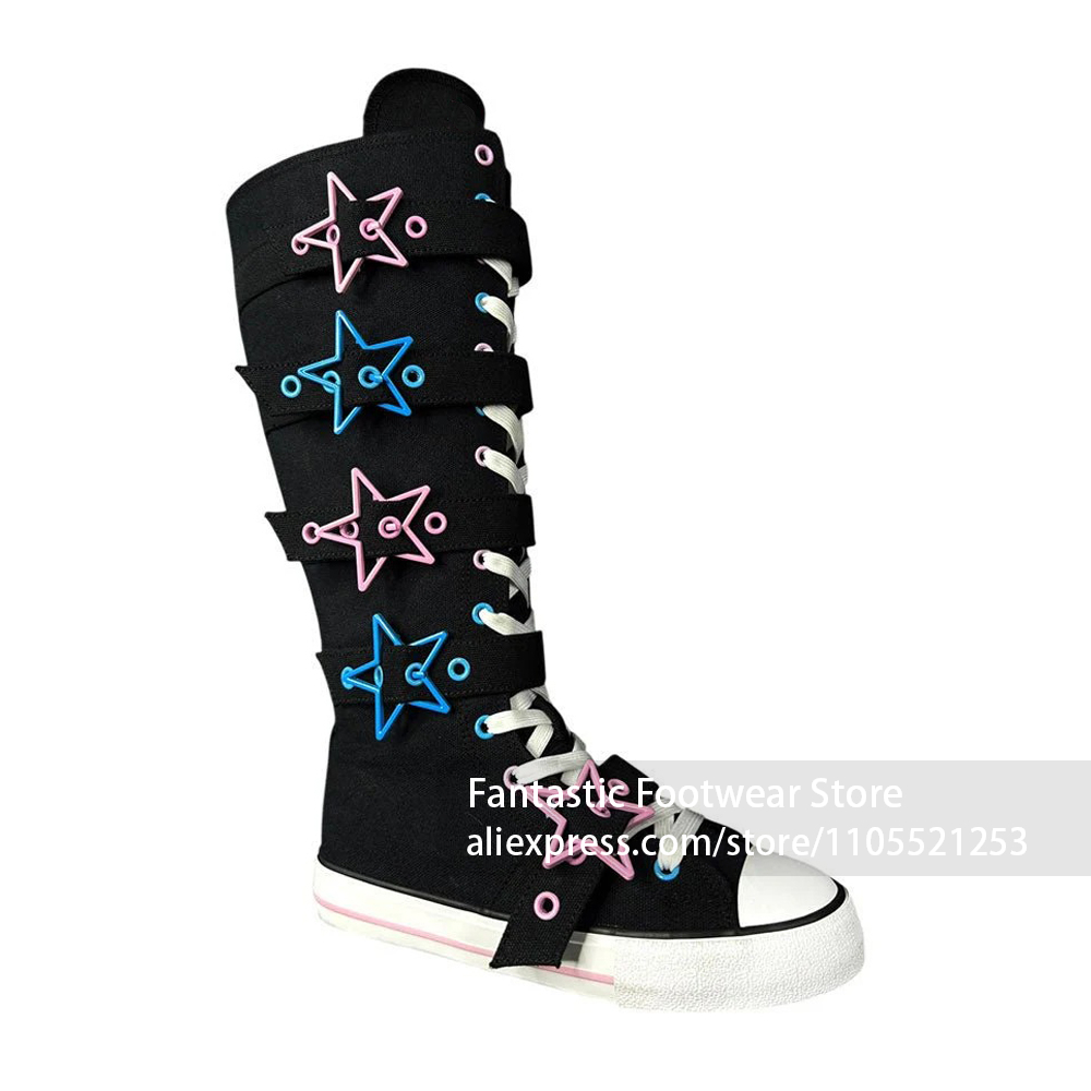 Zwarte canvas kniehoge laarzen - Boots recensie en prijs
